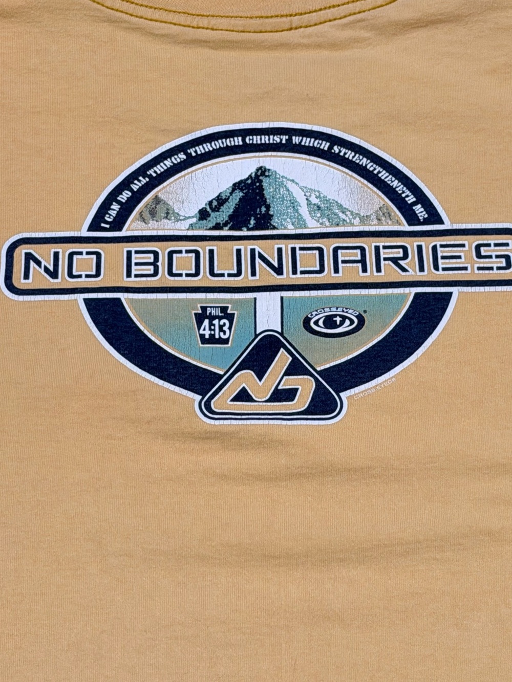 Vintage 90s Cross Eyed Single Stitch No Boundaries Philippians 4:13 Bible Shirt
